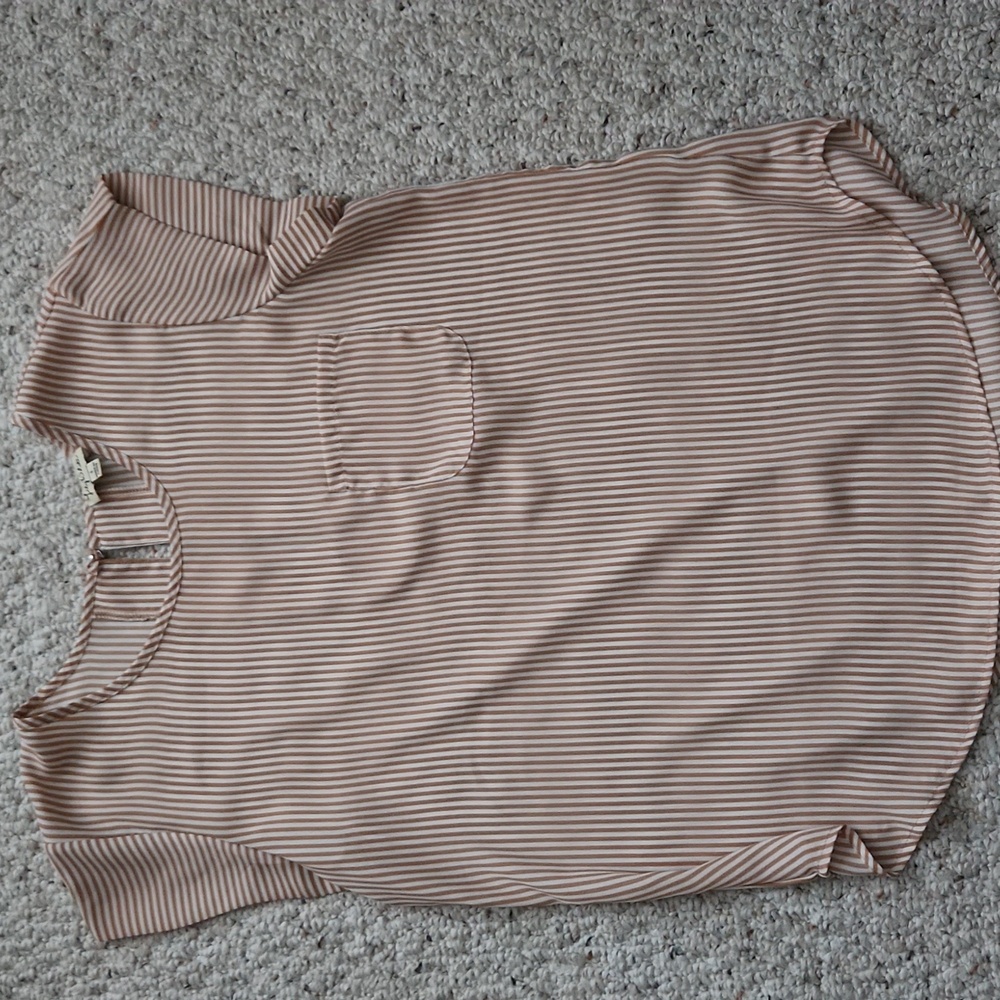 Lily White Beige Striped Blouse